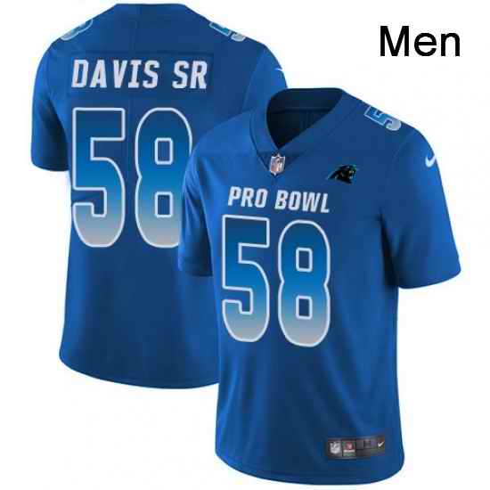 Mens Nike Carolina Panthers 58 Thomas Davis Limited Royal Blue 2018 Pro Bowl NFL Jersey